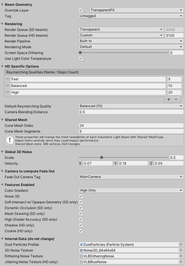 Configuration Volumetric Light Beam Documentation