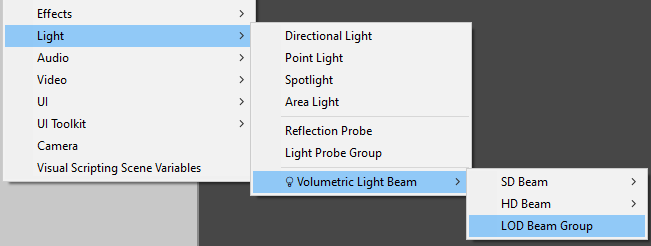 Create a new LOD Beam Group object