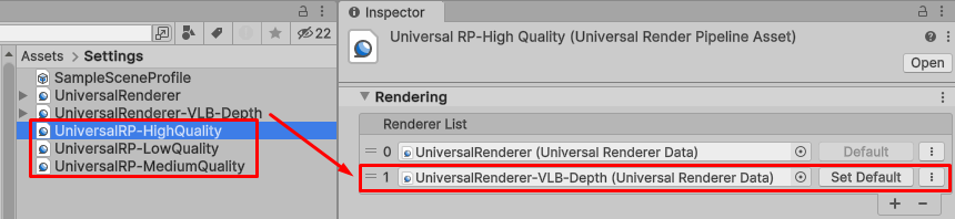 Add the custom depth renderer to the renderer list